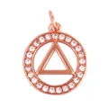 Rose gold geometric round pendant with crystal inlay and triangle core for DIY necklaces - K323286-Rose Gold Triangle Round
