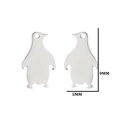Minimalist silver penguin stud earrings for women with 9mm by 5mm dimension markers - Penguin / Steel