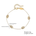 Pulsera dorada ojo turco con cuatro colgantes de circón y medidas detalladas - Estilo Cuatro Ojos Dorado (B2591-GO)