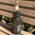 Portabottiglie rosa arancio con rete nera e strass scintillanti per regali di lusso - Borsa da Vino Nera (Edizione B)/Rete Nera con Strass