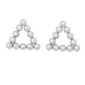 Silver geometric triangle earrings made of stainless steel with a polished bead design - F1129-Steel Silver