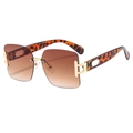 Gafas de sol cuadradas sin montura con lentes degradadas marrones y patillas de leopardo - Montura Dorada Lente Marrón