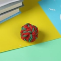 Red and green dual-tone braided cotton rope ball toy for dog teething and indoor play - 7cm / Red Green Christmas Ball