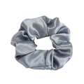 Elegant silver-grey satin oversized scrunchie with smooth silk-like metallic texture - Silver Gray