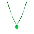 Close-up of green metallic beads and glowing disco ball pendant for party festive vibes - Solid Green Disco Ball Pendant Bead Chain