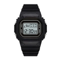 Macro shot of waterproof LED sports watch dial with digital display and side buttons - Black