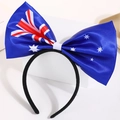 Bow headband featuring Australian flag patterns in glossy dark blue satin fabric - Australia Flag