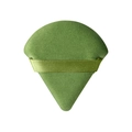 Borla de algodón triangular verde con mango de cinta de seda para polvos sueltos - Verde