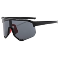 Sportieve winddichte zonnebril met zwart frame, grijze glazen en rode antislip neuspads - Mat Zwart Frame Zwart Grijze Lens