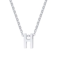 Minimalist silver-toned titanium steel necklace with a 3D letter H alphabet pendant - Letter H / Silver