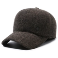 Men's winter wool baseball cap in dark coffee brown with side metal shield badge - Adjustable / Coffee With Shield Logo