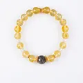 Elegant yellow topaz beaded bracelet with marble stone and golden floral metal accents - Moonstone Light Citrine Style (WB335)