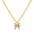 Collier signe du zodiaque Poissons doré 18k avec pendentif en zircon brillant - Style Poissons (SN226-12-45CM)