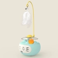 Juguete interactivo para gatos azul macarrón con plumas, cascabeles y bola móvil - Azul Vidriado