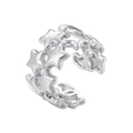 Detail of silver star-shaped ear cuff with open design and minimalist metallic luster - 3D Five-Pointed Star Linking Shape (VJ652 White Gold Tone)