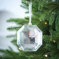 Heldere acryl achthoekige edelsteen hanger voor kerstboom met wit ophanglint - Klein / Edelsteen Zilver