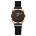Elegant women's Tadi watch with rose gold cushion case and black mesh magnetic strap - Black