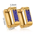 U-shaped gold stainless steel hoop earrings with double rows of blue zircon stones - Zirconia Style / Gold-Blue Zirconia