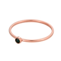 Minimalist 18K rose gold plated stainless steel ring with a round emerald green zircon - US 5 / Dark Red - Rose Gold Band