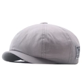 Light gray miki hat with mesh panel and woven label in a neutral casual style - Adjustable / Gray