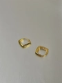 Detailed close-up showing S925 hallmark on gold plated geometric diamond pattern earrings - Gold