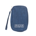 Bolsa organizadora azul para accesorios electrónicos con asa y tela tejida - Azul Marino