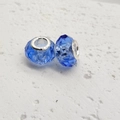 Blue faceted resin beads with S925 silver core for DIY jewelry bracelets - Dark Blue