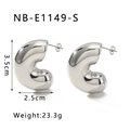Disegno tecnico che mostra le dimensioni 3,5x2,5 cm di orecchini spessi a forma di C - Oro 18K / Argento (NB-E1149-S)