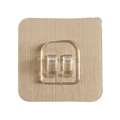 Square self-adhesive wall hook with gold brushed metal finish and dual clear hooks - Single Adhesive Patch / Brushed Gold Accessory