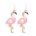 Süße rosa glitzernde Flamingo-Ohrhänger mit einer goldenen Krone und Blumendetails - Gold Krone Flamingo Stil / Gold Flamingo Ohrringe