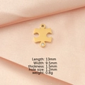 Detailed view of golden jigsaw puzzle charm with crystal inlay and technical dimensions - Gold