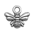 Silver bee charm pendant with intricate embossed detailing and a top hanging ring - 1pc Antique Silver Small Bee 10x11mm