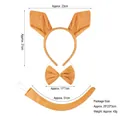 Set costume da canguro 3 pezzi con cerchietto orecchie, papillon e coda in peluche - Set da 3 pezzi canguro arancione (cerchietto+papillon+coda)