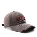 Vintage gewaschene dunkelgraue Baseballkappe mit New York Stickerei und Distressed-Effekt - Grau
