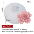 Rose flower silicone mold for DIY candles and resin art with product dimensions - Rose ZW-153