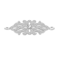 Silver vintage floral connector with clear zircons for necklaces and bracelets - Silver Vintage Floral Micro-Pave (L0382-B)