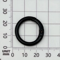 Black metal spring ring buckle on a measuring mat showing a 25mm outer diameter - 25mm Round Spring Ring / Swimming Black