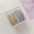 Coffret d'élastiques à cheveux haute élasticité couleurs Morandi en boîte carrée - 50 Pièces en Boîte / Couleur Morandi