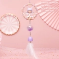 Purple bunny angel dream catcher wind chime with dried flowers and soft feathers - 1121-8 Purple Wind Chime