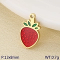 Ciondolo fragola in smalto rosso con bordi dorati, charm frutta 13x8mm per gioielli fai da te - Stile Fragola con Semi (KLJ9616-ZLA)