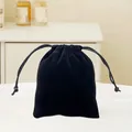 Small black velvet drawstring jewelry pouch for gift packaging and storage - 7cm*9cm / Black