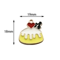 Cute enamel Christmas pudding alloy pendant with red heart and green holly, 19mm x 18mm - 19# Yellow Cake