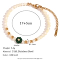 18K Gold plated 316L stainless steel bracelet with white pearls and green star pendant - Malachite - Star