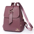 Elegante zaino in pelle PU viola con texture litchi e logo a canguro dorato - Viola Taro
