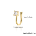 Gold star-shaped 925 sterling silver nose cuff with a sparkling round zircon stone - 4-Claw Round Zircon - Gold