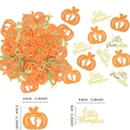 Glittery gold Little Pumpkin and orange pumpkin confetti for Thanksgiving party table decor - Pumpkin and Letter Mixed Style