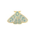 Blue and grey moth enamel pin with golden moon and stars patterns on white background - Star and Moon Blue Butterfly