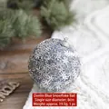 Denim blue Christmas ball 8cm with silver snowflakes and beads on pine needle background - Denim Blue Snowflake Ball