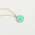 Collana dorata con pendente a stella in smalto turchese su catena minimalista - Pentagramma Blu