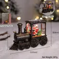 Vintage kersttrein lantaarn met kerstman figuur en warm LED-sneeuwvlakeffect decoratie - Antiek Goud Kerstman